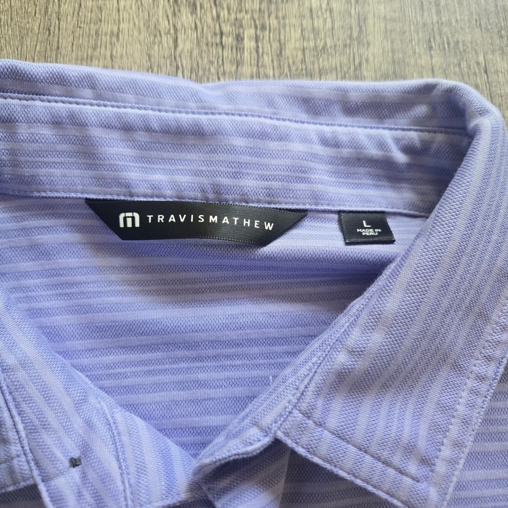 Travis Mathew Mens Short Sleeve Button Down Tip to City Shirt Purple  Size L - Picture 4 of 8